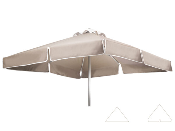 beach or garden umbrella with aluminium frame and square deck